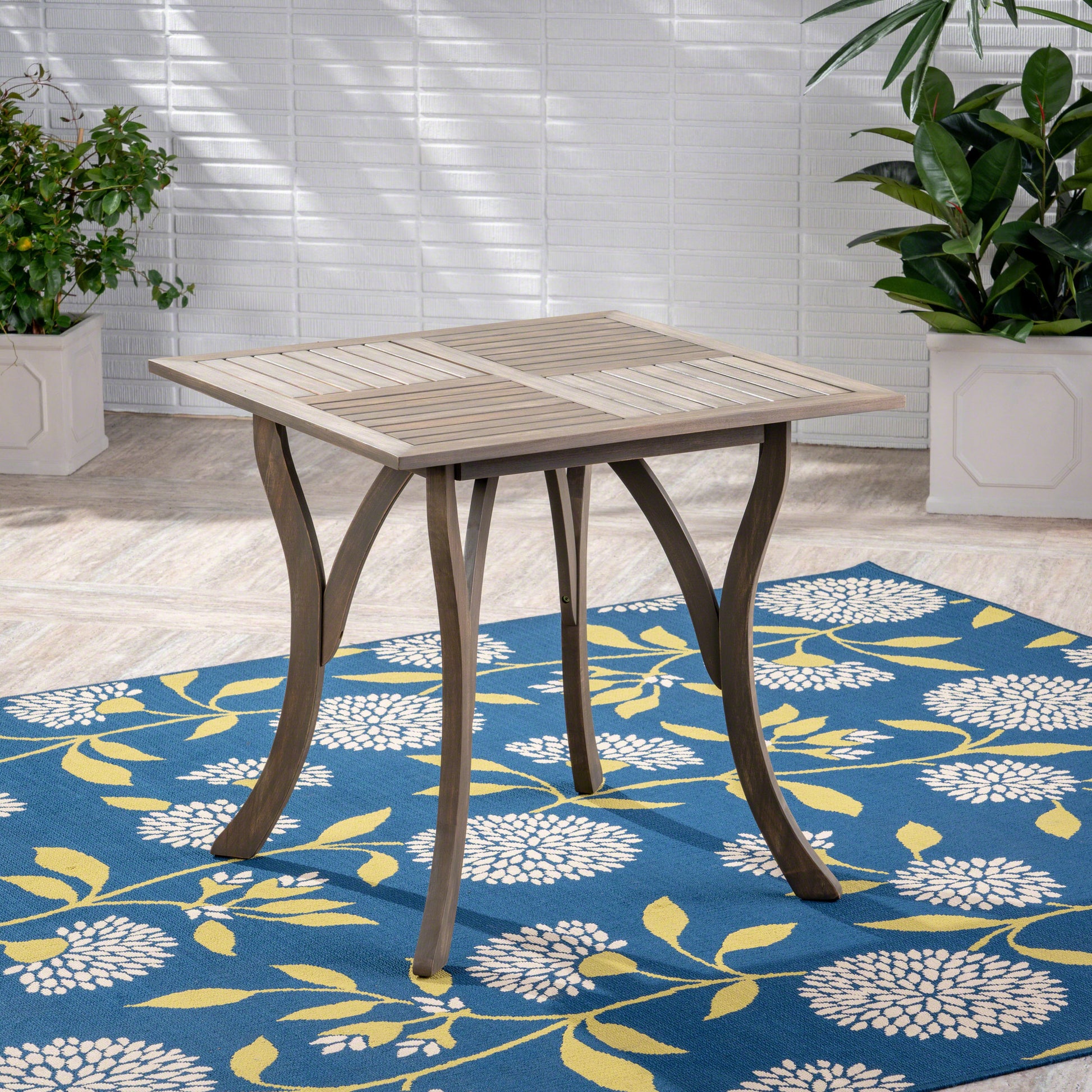 Hermosa 31.5'' Square Wood Table Grey Acacia Wood