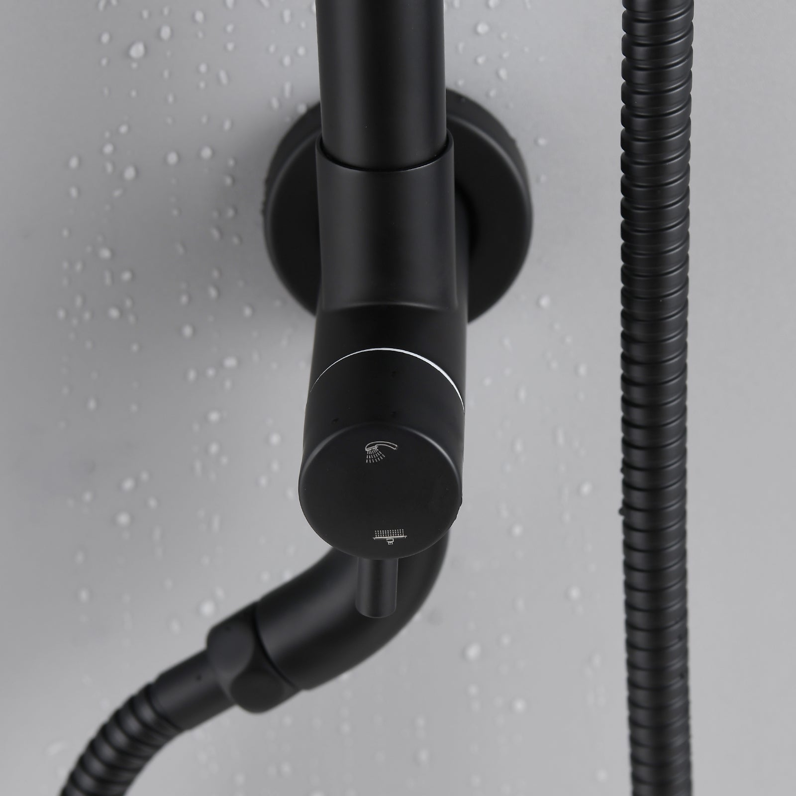 Matte Black 8" Rain Showerhead With Handheld Sprayer Slide Bar Valve Trim Kit Not Included Matte Black Stainless Steel