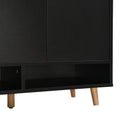 Sleek And Contemporary Shoe Cabinet With Adjustable Shelves, Minimalist Home Organizer With Solid Wood Legs, Storage Sideboard For Entryway, Living Room, Black Black Primary Living Space Particle Board