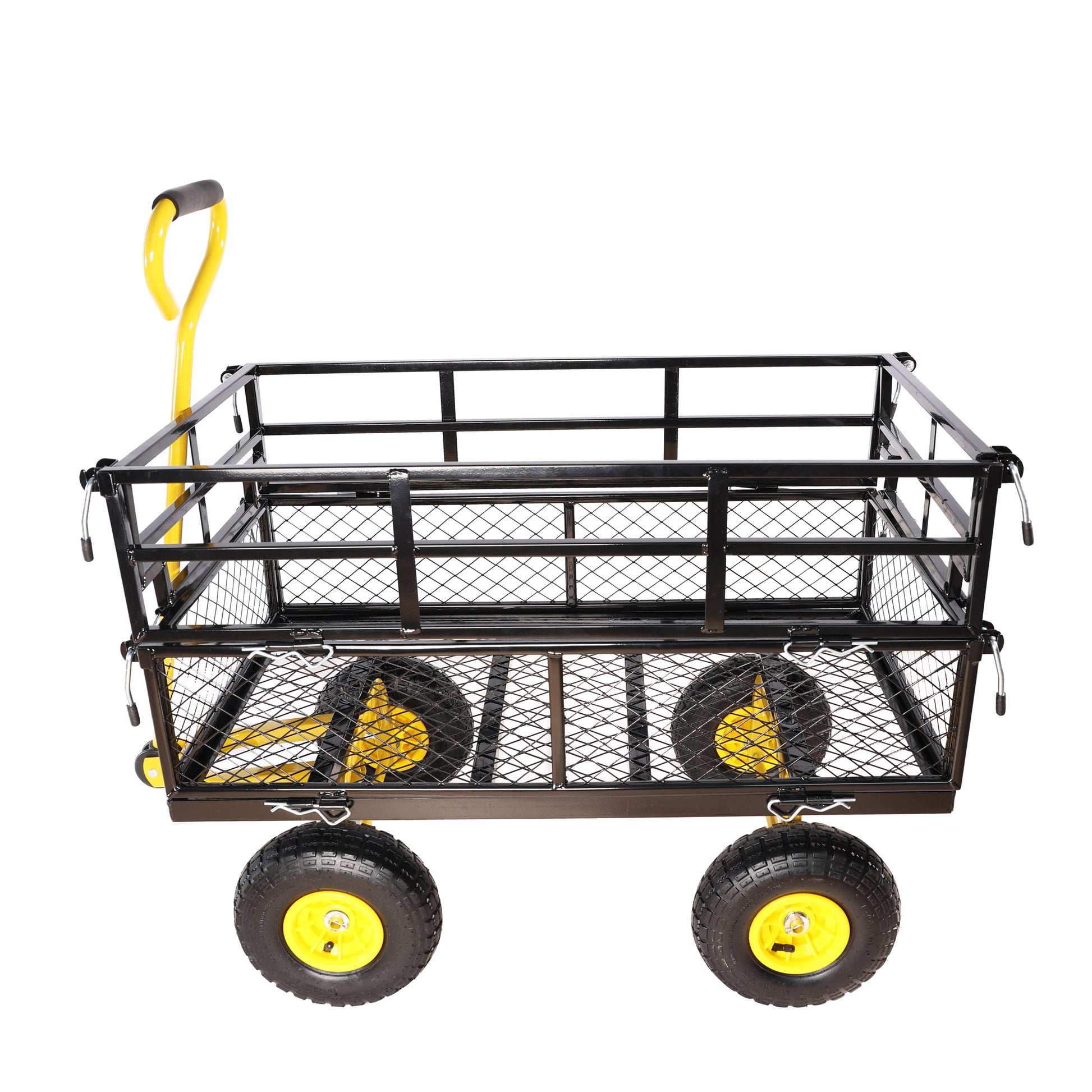 Wagon Cart Garden Cart Trucks Make It Easier To Transport Firewood Yellow Black Black Garden & Outdoor Metal