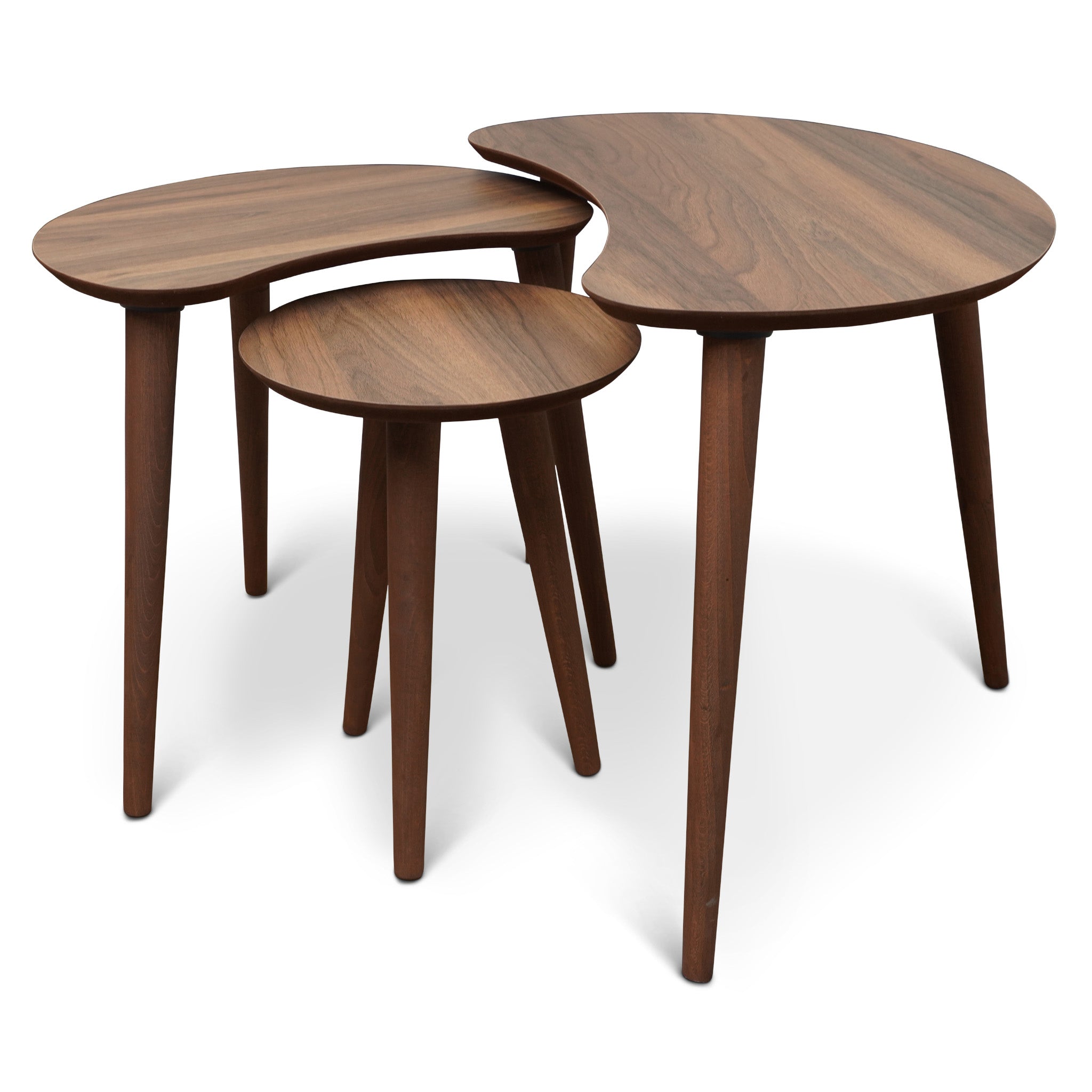 Dainty Walnut Nesting Table Walnut Brown Brown Oval Solid Wood