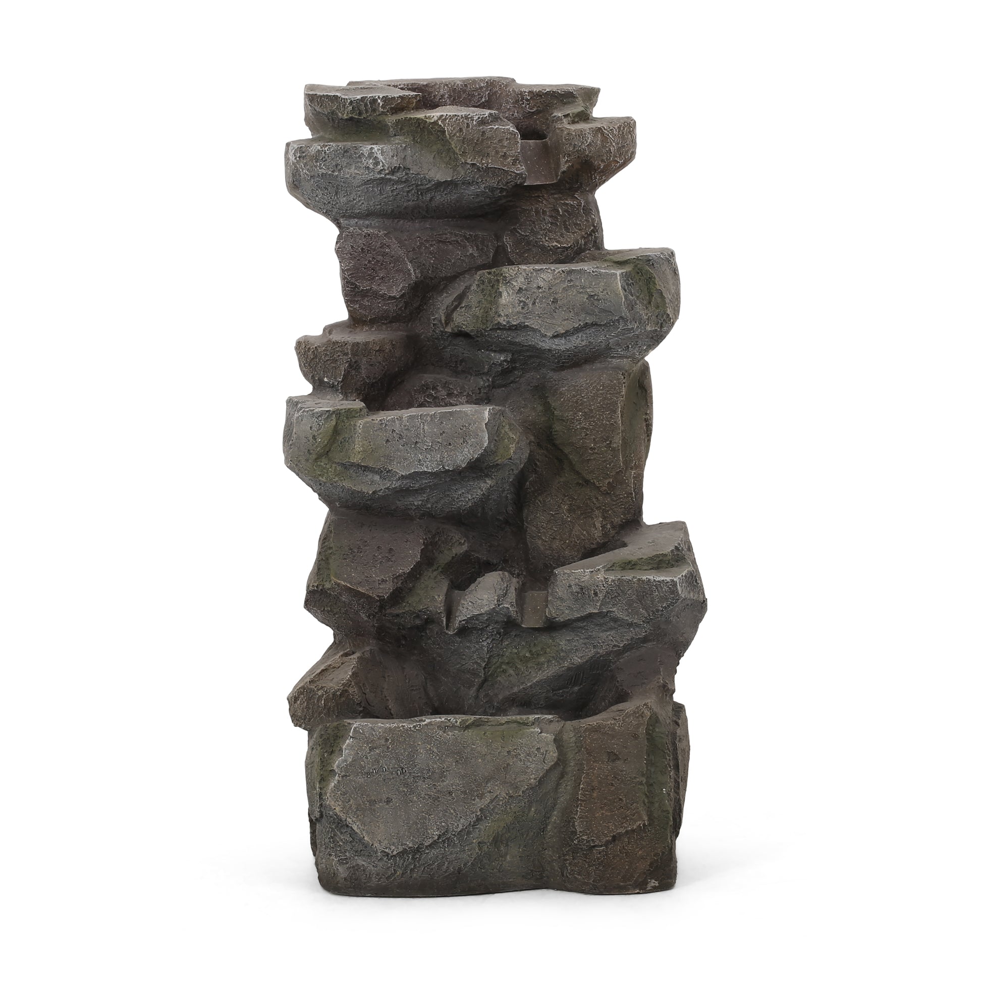 Apache 4 Tier Fountain, Candler Outdoor Fountain, Stone Gray, No Assembly Required Stone Gray Polyresin