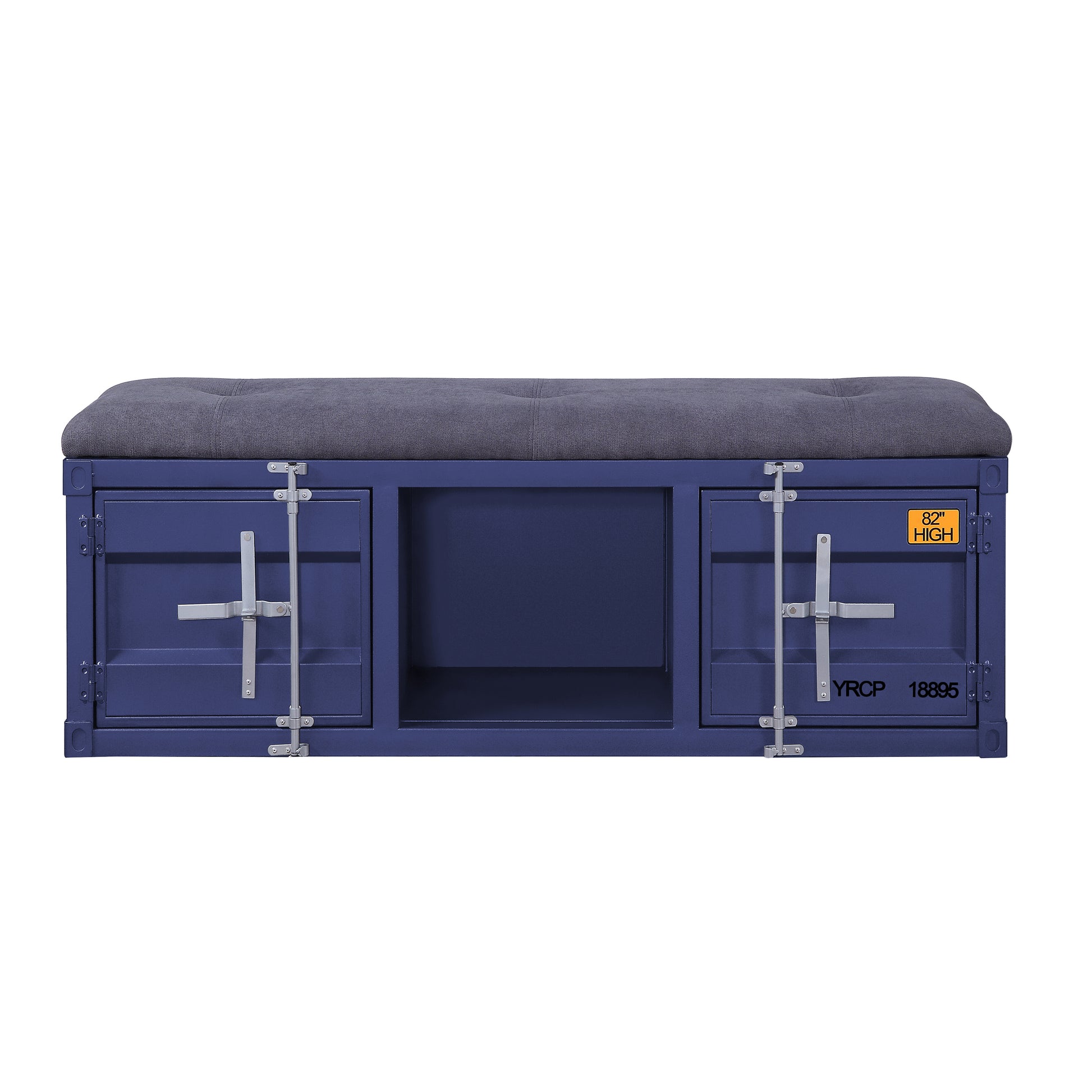 Grey And Blue Storage Bench Grey Blue Bedroom Grey Industrial,Modern Shelves Fabric Metal