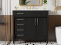 36'' Bathroom Vanity With Top Resin Sink, Freestanding Bathroom Storage Cabinet With 2 Drawers And A Tip Out Drawer, Solid Wood Frame Vanity Set, Height Adjustable Shelf Black Bathroom Solid Wood