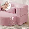 Modern Floor Sofa With 2 Pillows,Convertible Teddy Fabric Foam Filled Sleeper Sofa Bed,15