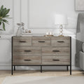 Wood Dresser With 7 Drawers, Wooden Storage Closet For Bedroom, Solid Clothes Cabinet With Sturdy Steel Frame, 48.58