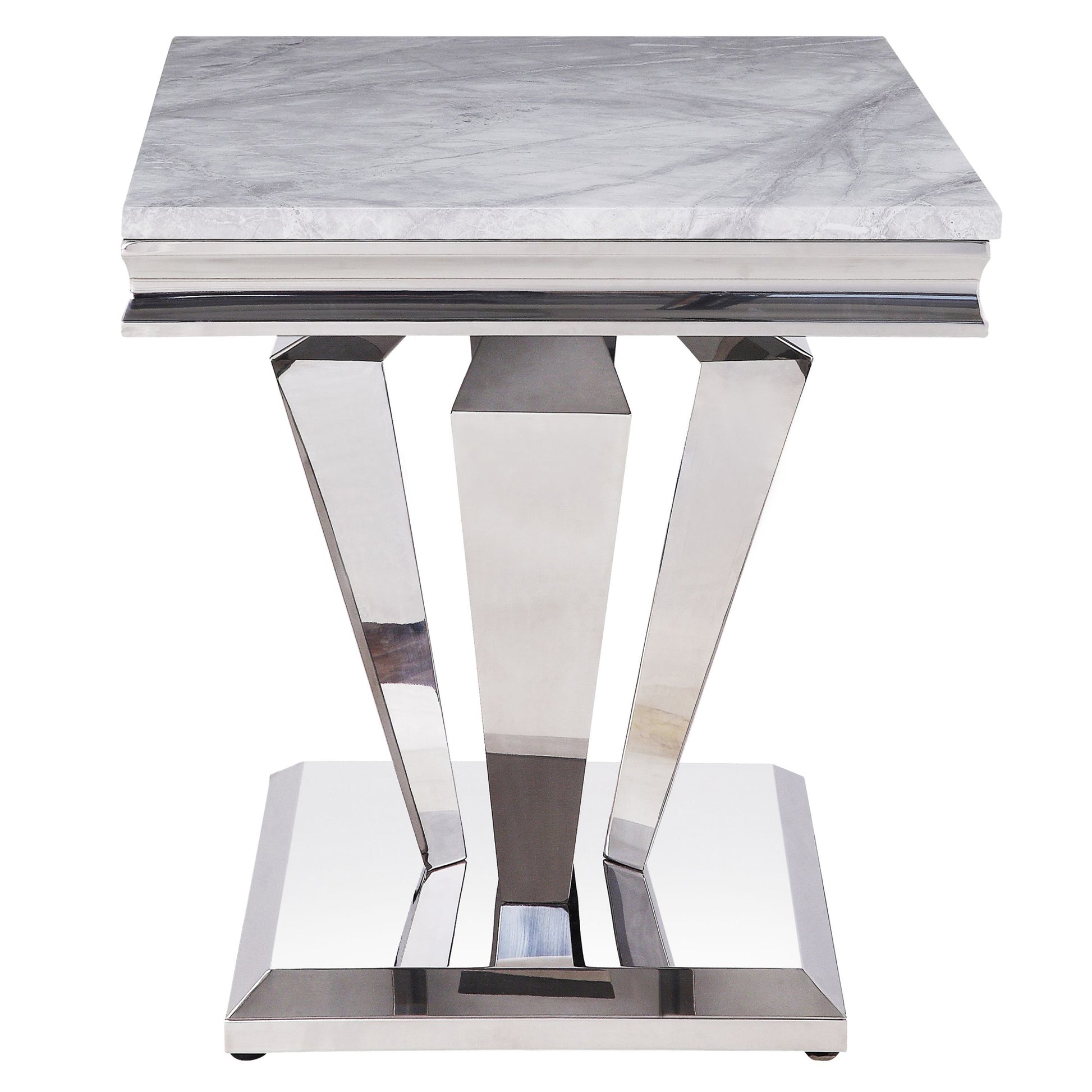 Light Grey And Silver End Table - Light Grey Gray