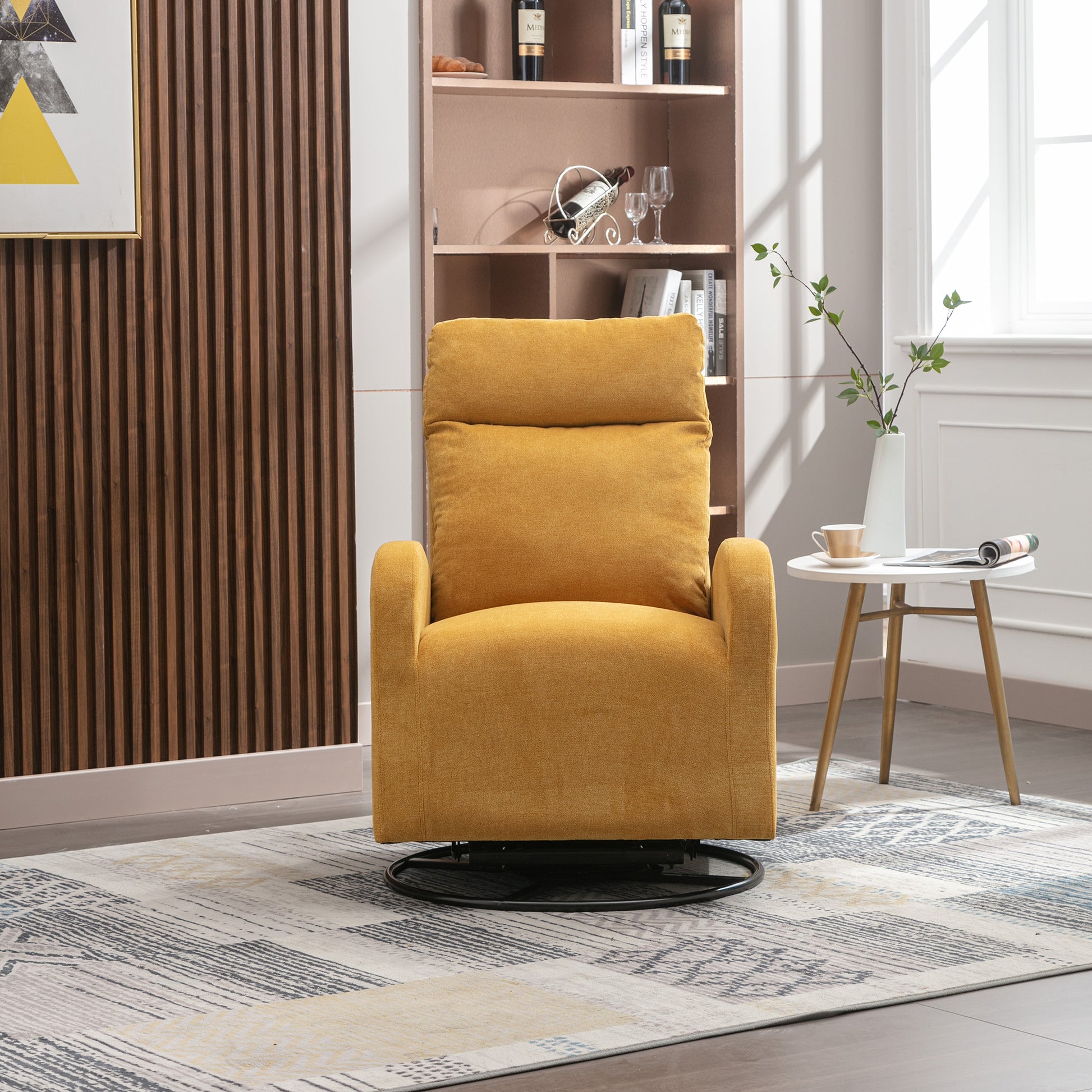 Jiada Upholstered Swivel Glider.Rocking Chair For Nursery In Yellow.Modern Style One Left Bag Yellow Primary Living Space Foam Metal