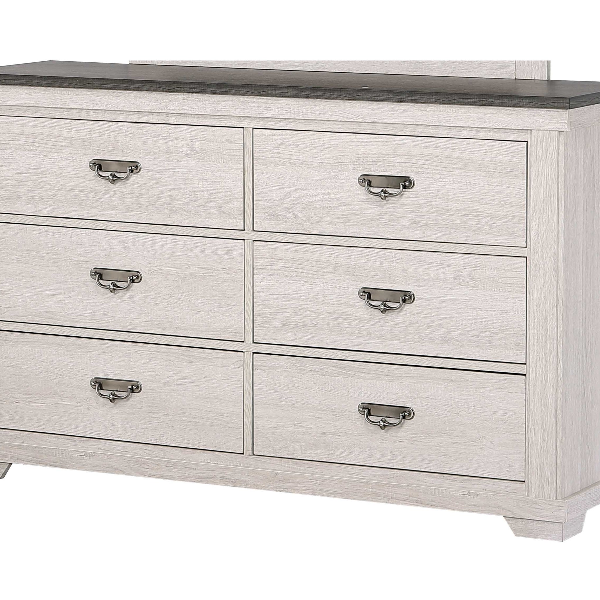 1Pc Farmhouse Style Six Drawer Dresser Beige Finish Rustic Bedroom Solid Wood Wooden Furniture Beige Gray White Bedroom Contemporary,Farmhouse,Rustic Wood