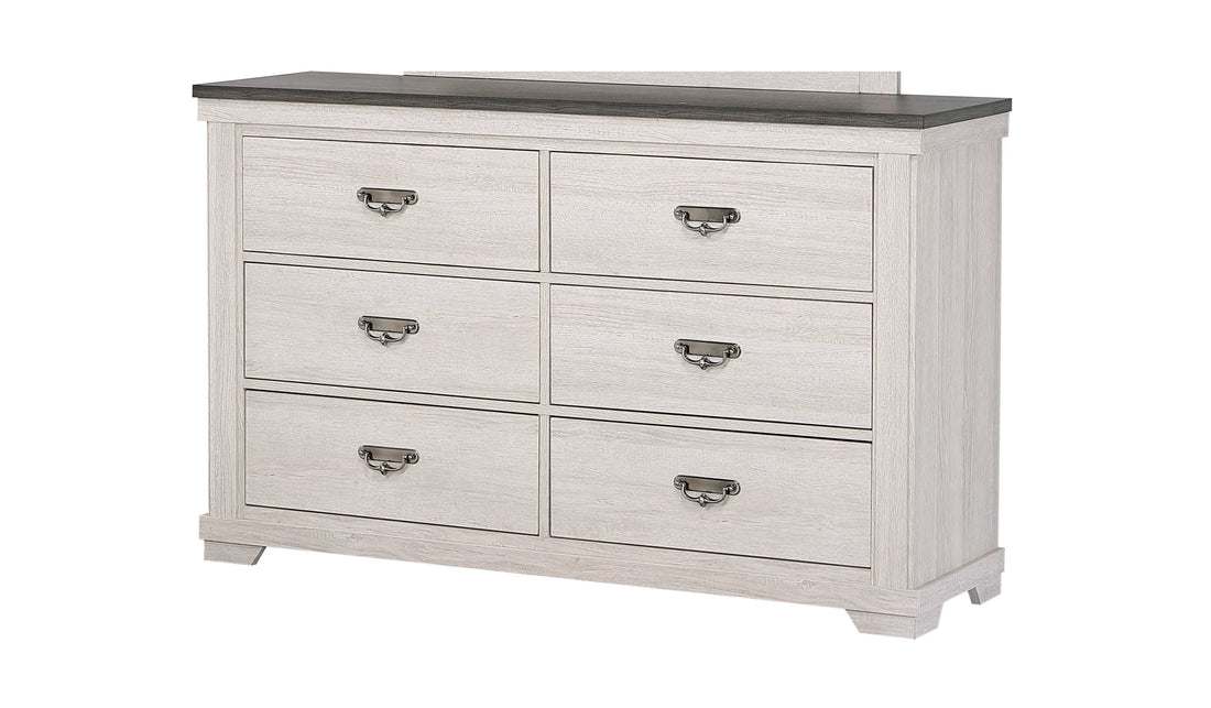 1Pc Farmhouse Style Six Drawer Dresser Beige Finish Rustic Bedroom Solid Wood Wooden Furniture Beige Gray White Bedroom Contemporary,Farmhouse,Rustic Wood