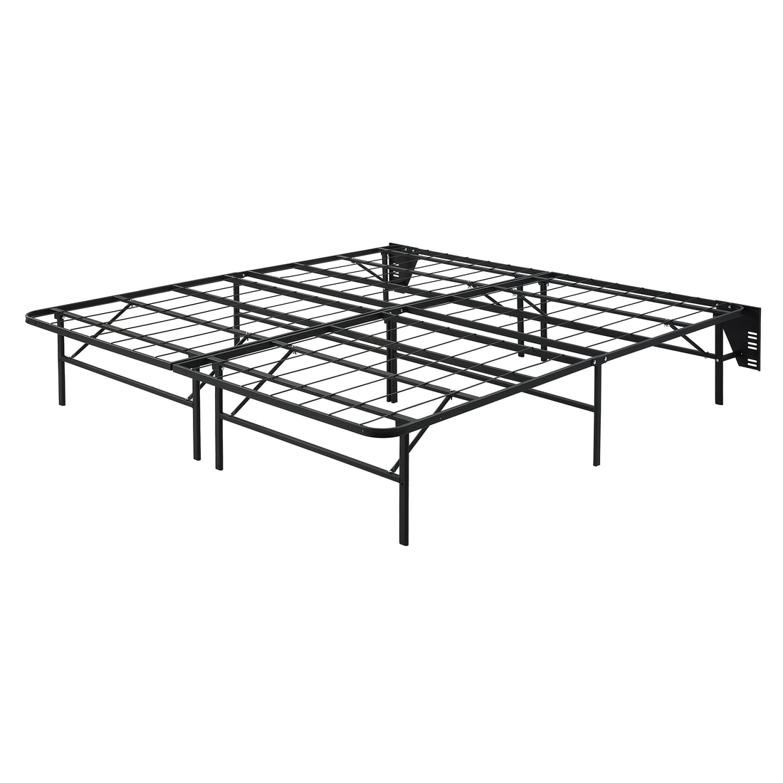 Black Metal Platform Foldable Bed Frame California King Size, Toolless High Profile Design California King Black Metal Bedroom Bed Frame Metal