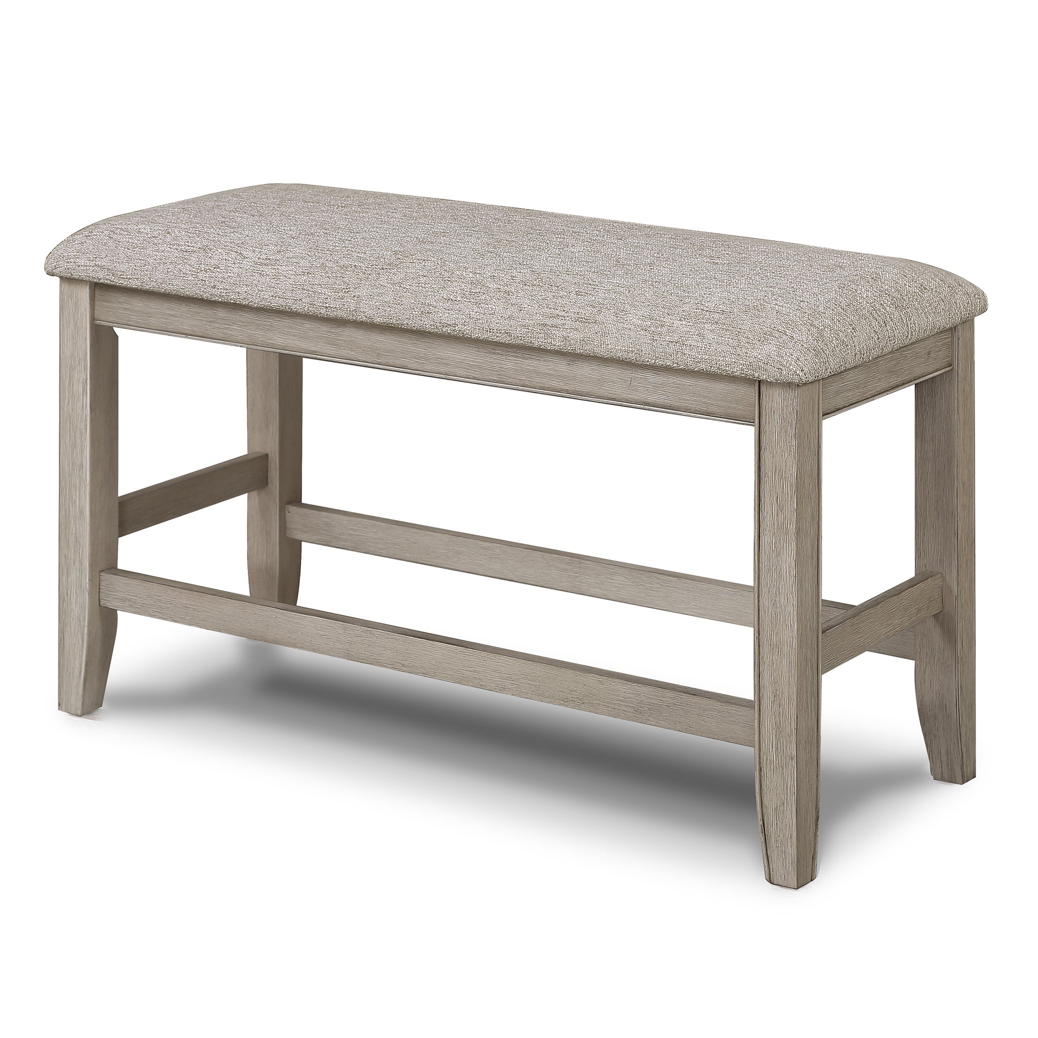 Farmhouse Style 1Pc All Grey Color Counter Height Bench Footrest Upholstered Seat Wooden Furniture Antique Gray Linen Or Linen Blend Dining Room Rectangular Grey Contemporary,Transitional Wood