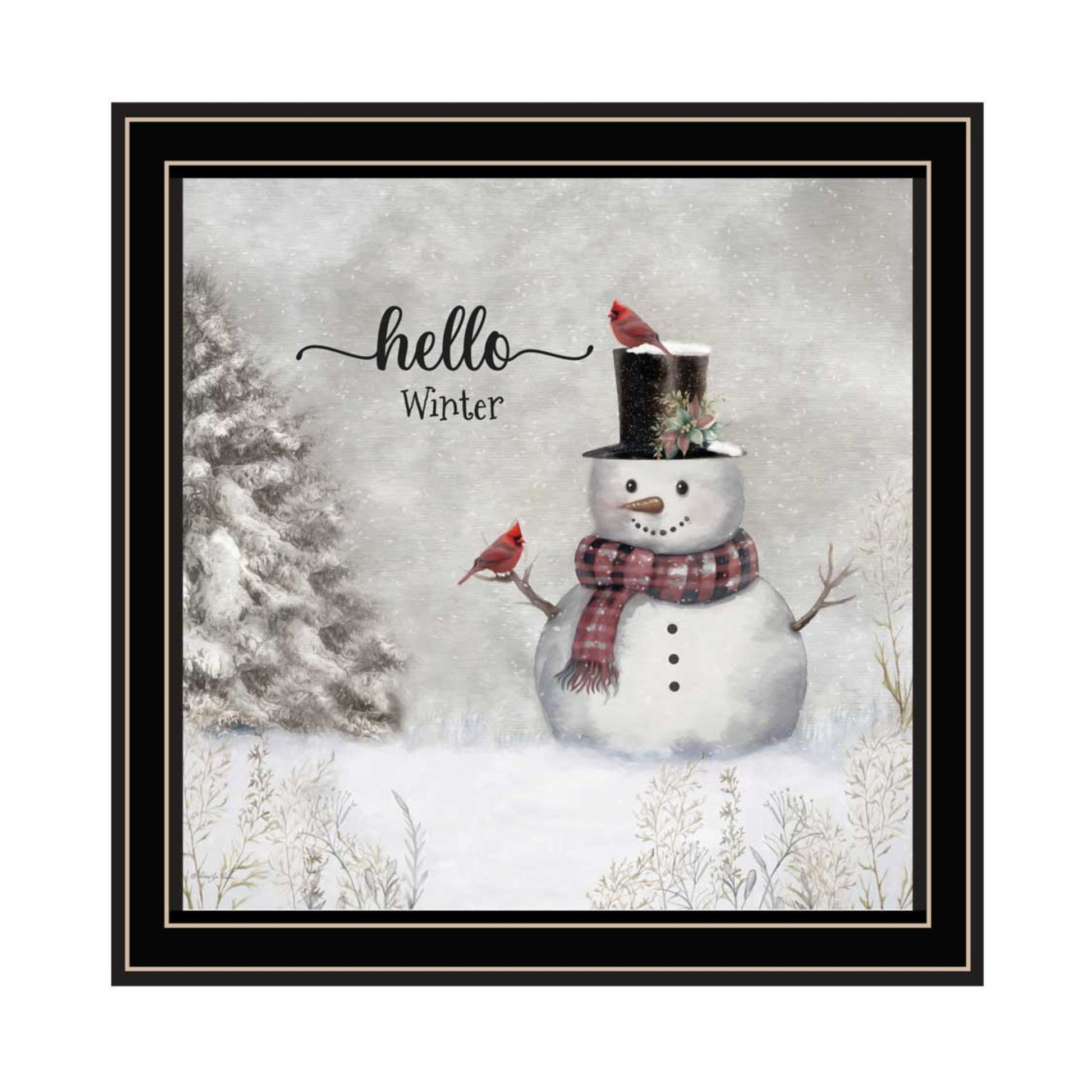 2 Piece Vignette Winter Peace On Earth Black Framed Wall Art For Living Room, Holiday Wall Art Print For Home Decor, Bedroom Wall Art By Robin Lee Viera Multicolor Wood Paper