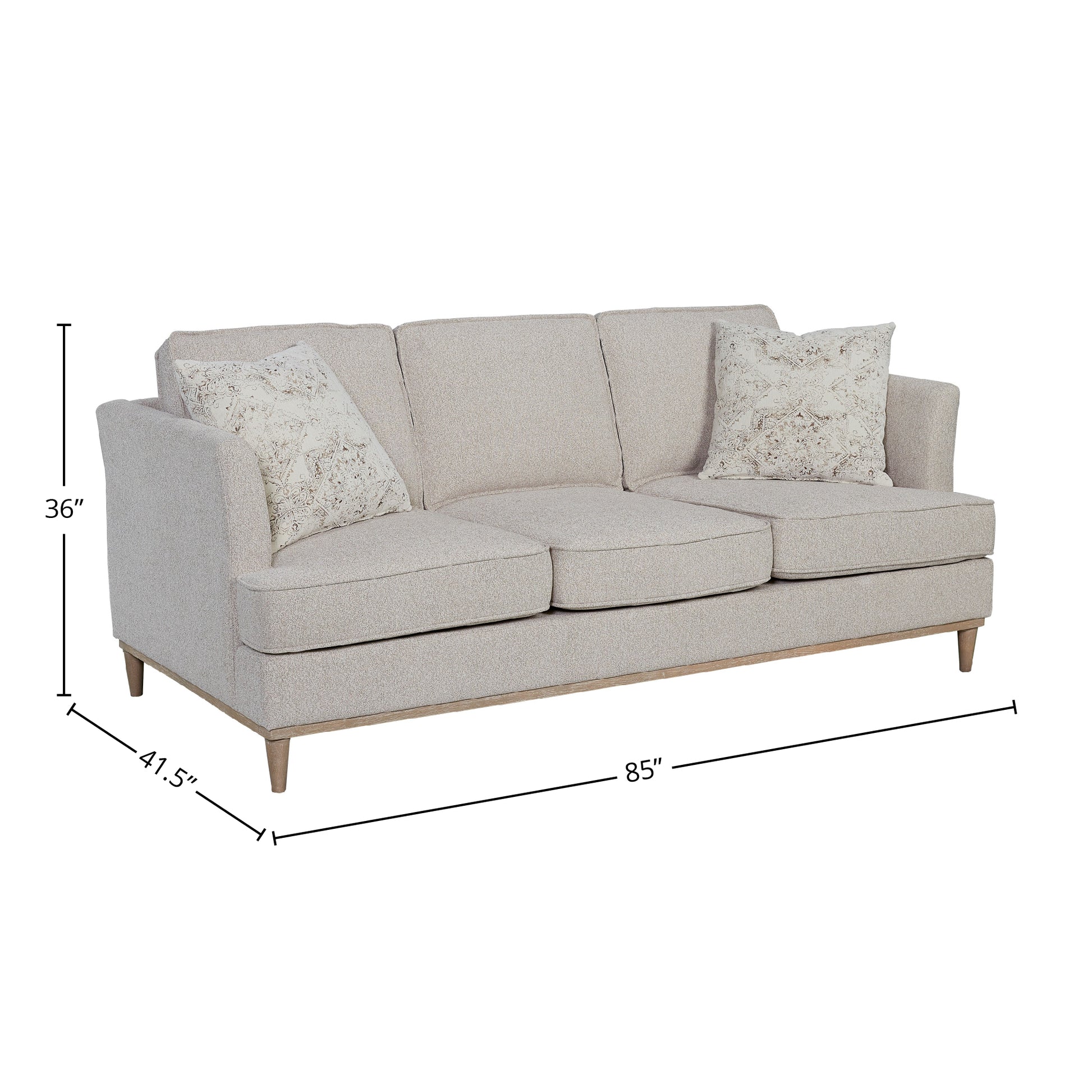 Sofa With 3 Reversable Cushions And 2 Pillows Off White Upholstered 3 Seat
