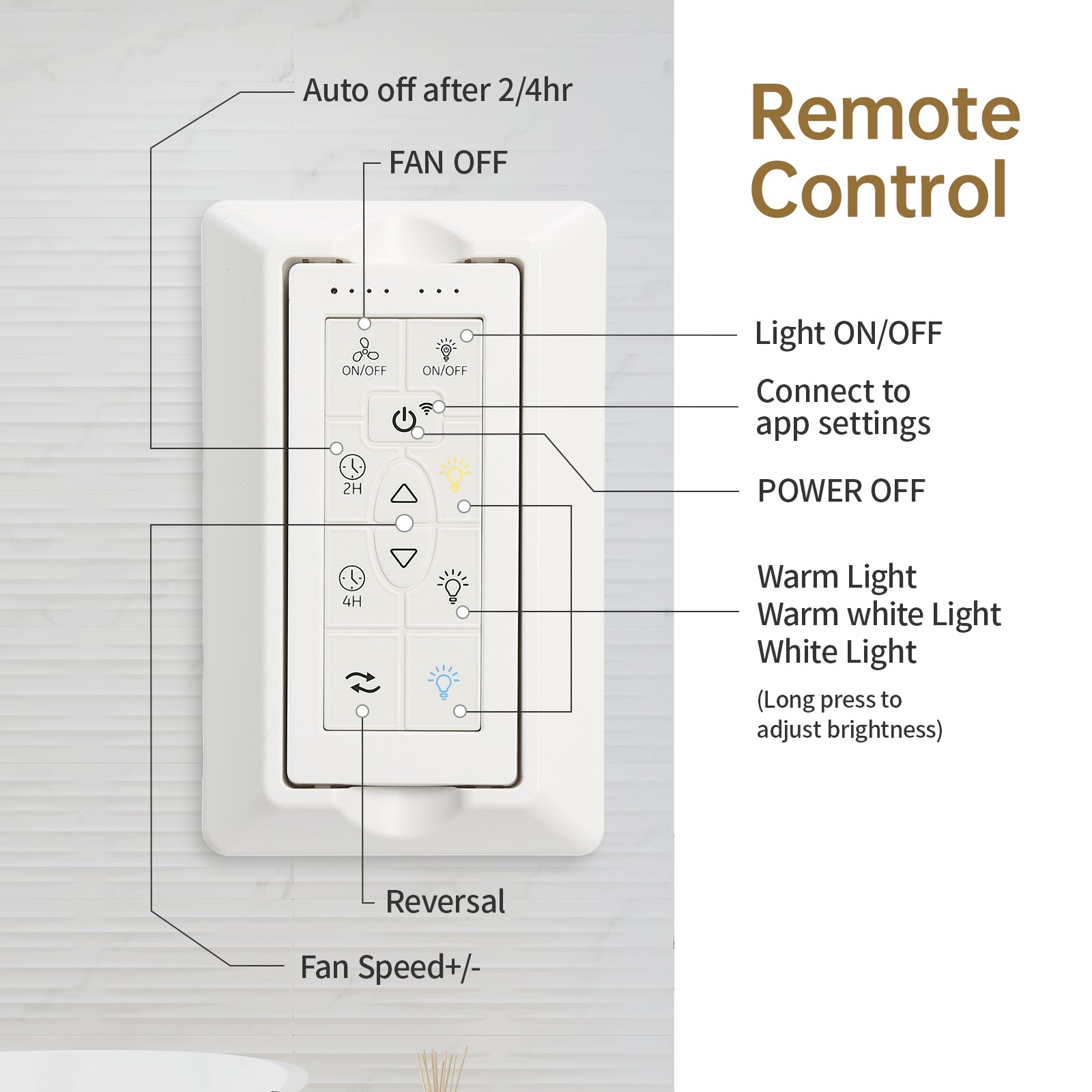 52 Inch Modern With Dimmable Led Light 5 Solid Wood Blades Smart Remote Control Reversible Dc Motor Gold Metal & Wood