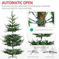 Homcom 9 Foot Artificial Christmas Tree, Pine Hinged Xmas Tree With 1939 Realistic Branches, Steel Base, Auto Open, Green Green Plastic