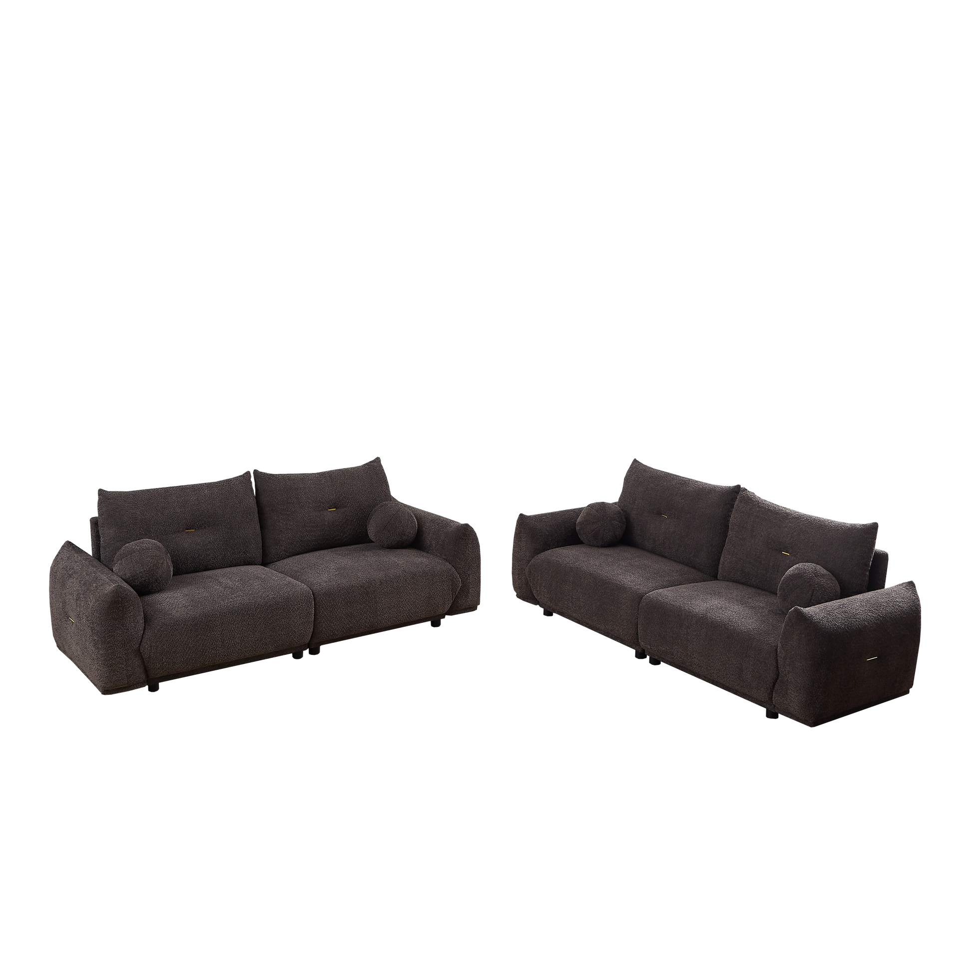 Lamb'S Wool 2 Seater Cushion Sofa 90'' Comfortable Sofa For Living Room Bedroom And Other Casual Spaces Lamb'S Wool Sofa With 2 Cushions And 2 Ball Pillows. Gray Two Sets Gray Foam Fabric 4 Seat