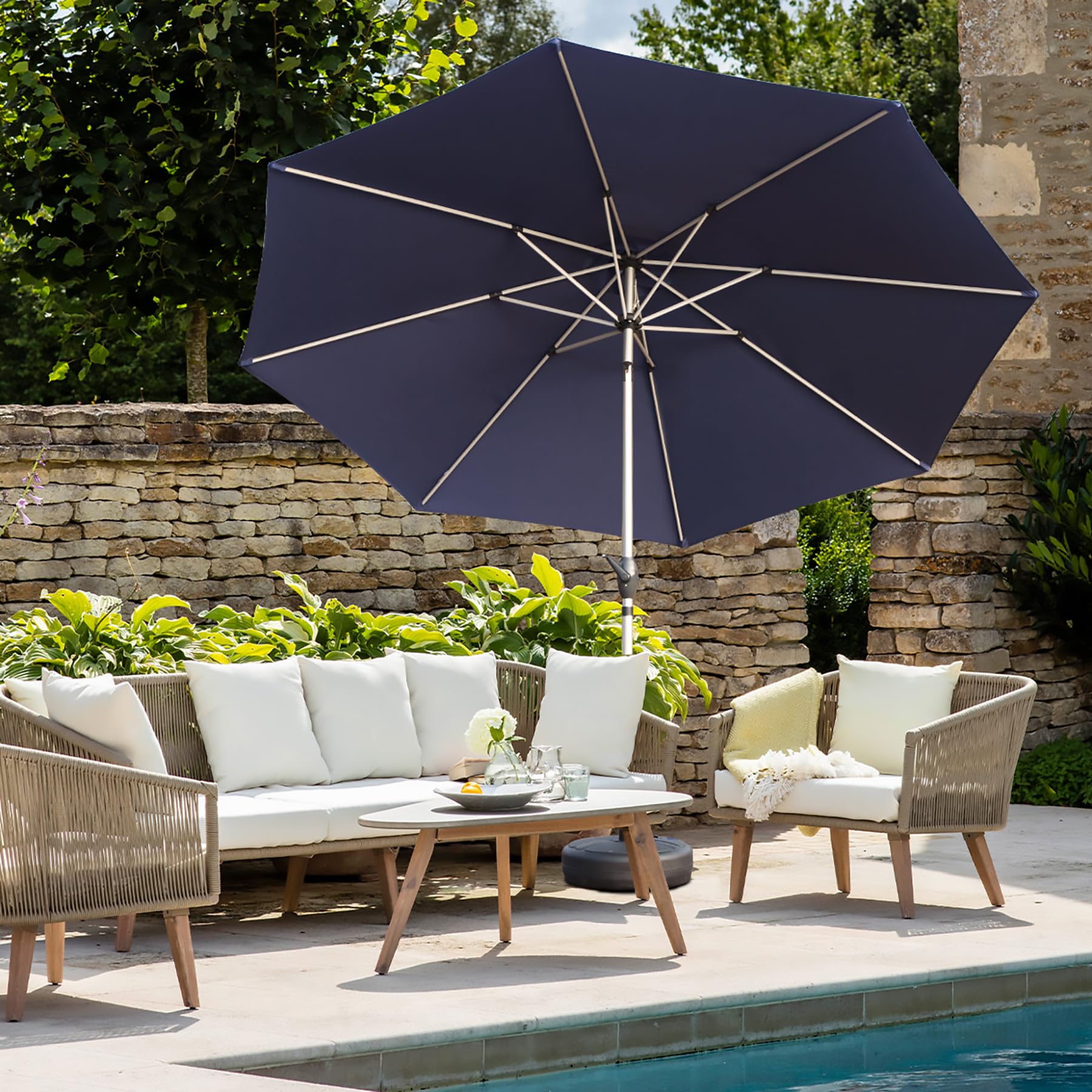 10Ft Patio Umbrella, Outdoor Table Umbrella With Push Button Tilt And Crank, Uv Protection Waterproof Market Sun Umbrella With 8 Sturdy Ribs For 10Ft Patio Umbrella, Outdoor Table Umbrella With Push Button Tilt And Crank, Uv Protection Waterproof Market Sun Umbrella With 8 Sturdy Ribs For