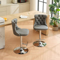 Swivel Pu Leather Barstools Adjusatble Seat Height From 25 33 Inch, Chrome Base Bar Stools With Backs Comfortable Tufted For Home Pub And Kitchen Island, Beige,Set Of 2,1512Gy Grey Dining Room American Design Bar Stools Wing Back Set Of 2 Foam Pu Leather
