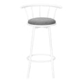 Barstool, Set Of 2, Swivel, Bar Height, White Metal, Grey Fabric, Contemporary, Modern White Foam Metal