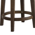 Drue 24 Inch Set Of 2 Swivel Counter Stools, Brown Wood Black Faux Leather Black Brown Wood Fabric