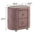 Pink Upholstered 2 Drawer Nightstand Pink 2 Drawers Bedroom Bedside Cabinet Modern Drawers Velvet