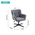 Modern Velvet Desk Chair Swirl Office Chair No Wheels Comfy Computer Task Chair Metal Legs Upholstered Accent Arm Chair For Living Room Bedroom Small Spaces Home Office, Grey Grey Bedroom Foam Velvet