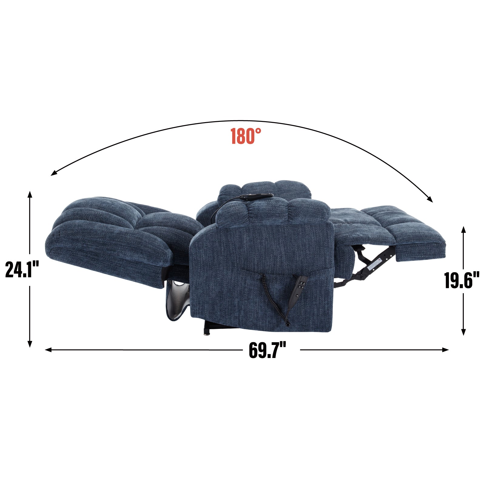 Dual Motor Heat Massage Infinite Position Up To 350 Lbs Electric Power Lift Recliners With Power Remote, Medium Firm And Heavy Duty, Blue Blue Chenille Power Remote Metal Primary Living Space Medium Firm Pillow Back Heavy Duty American Design Pine Pillow