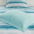 8 Piece Printed Seersucker Comforter And Quilt Set Collection Aqua Full Queen Full Aqua Polyester