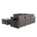 Modern Large U Shape Sectional Sofa, With Removable Ottomans For Living Room 6 Seater Gray Polyester 6 Seat