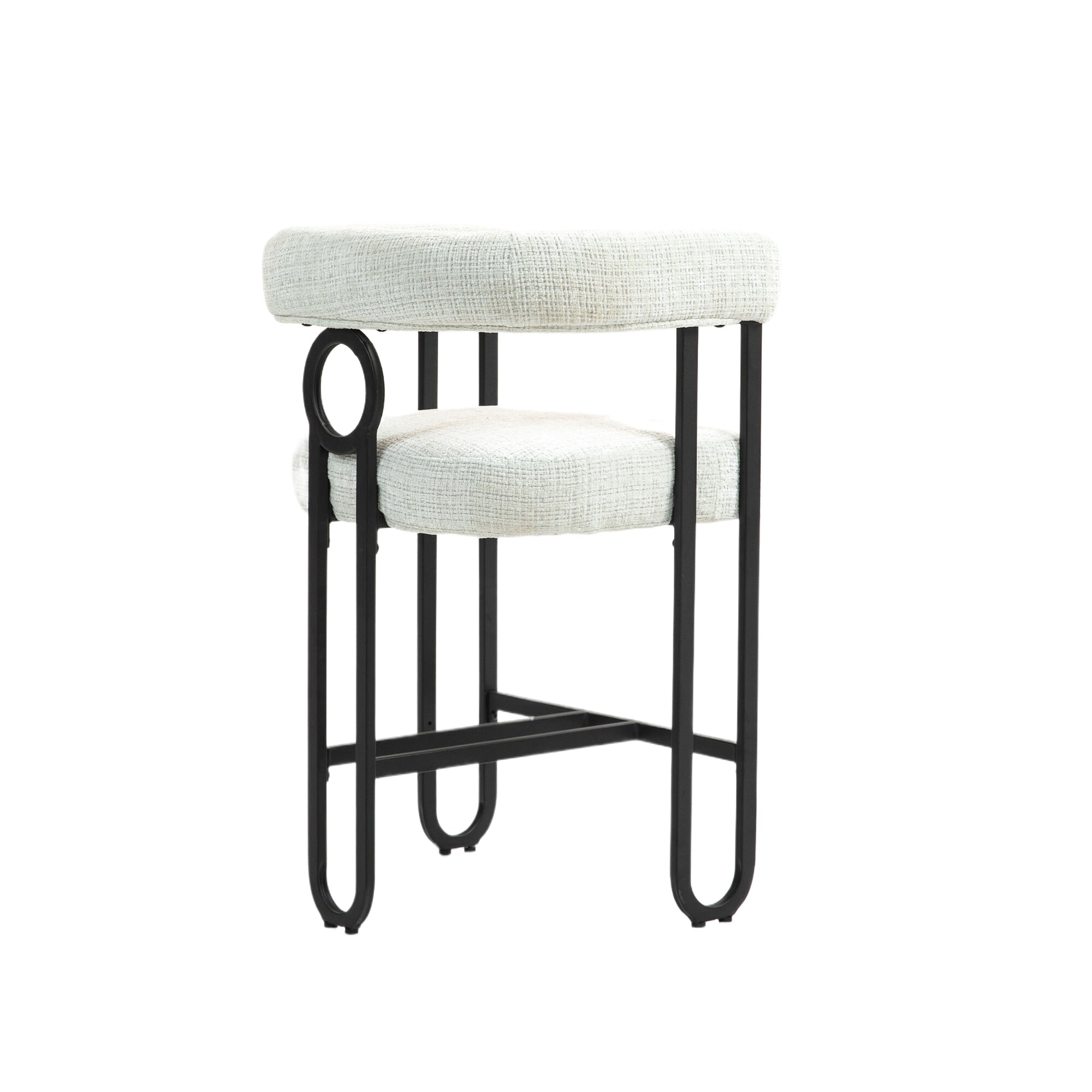 Coolmore Bar Stools Set Of 1, Modern Bar Stool With Back, Black Metal Frames, Upholstered Bar Stools For Kitchen Island, Pub, Club Beige Chenille Beige Primary Living Space Foam Chenille