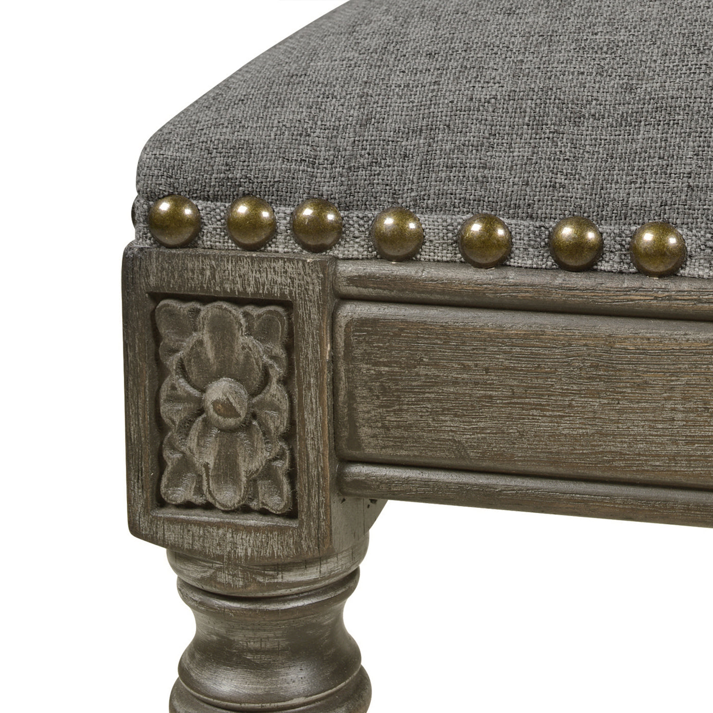 Paris 26.5 Farmhouse Counter Height Bar Stool With Backrest, Heathered Grey Linen Gray Foam Linen