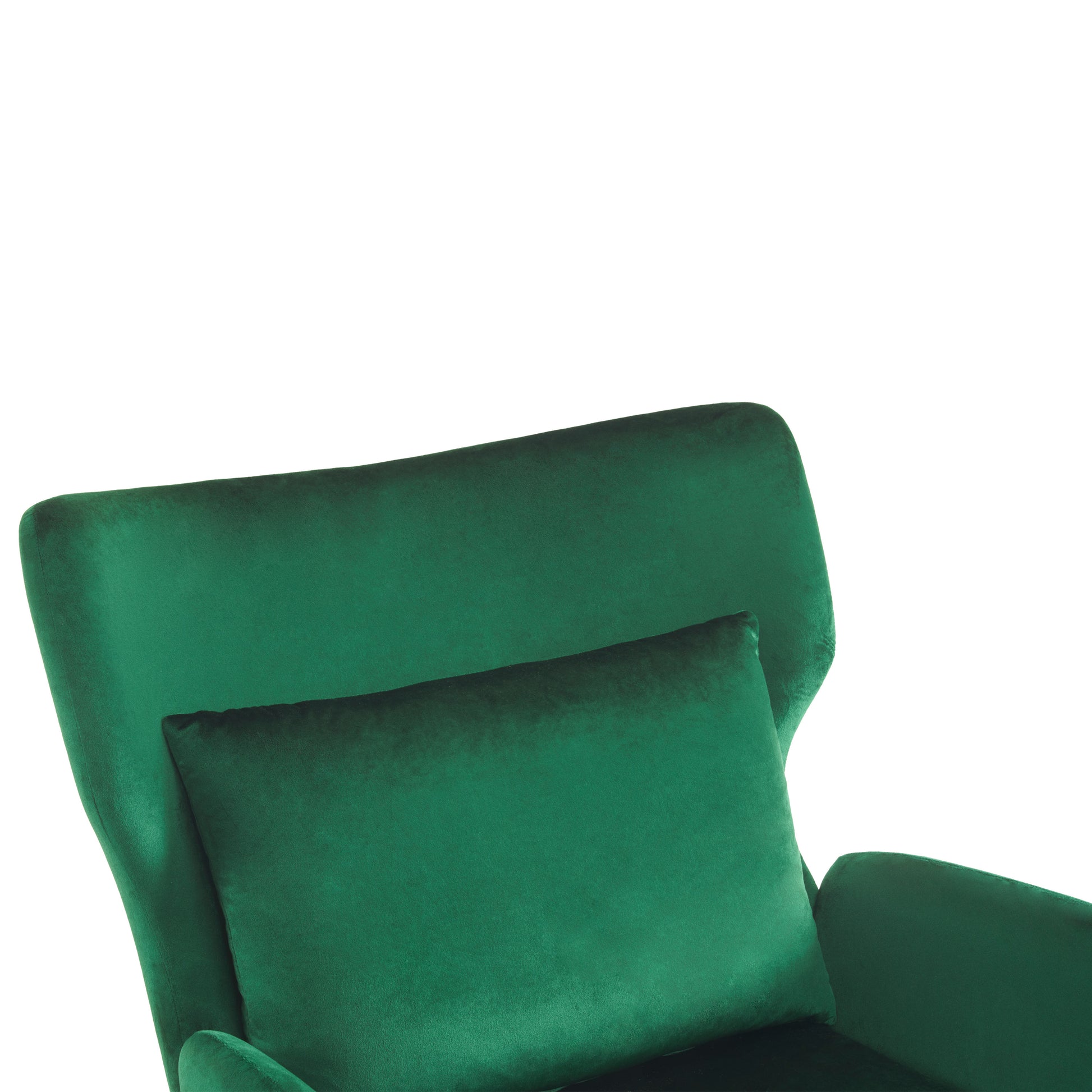 Wing Back Velvet Accent Chair, Modern Living Room Armchair Comfy Upholstered Single Sofa Chair For Bedroom Dorms Reading Reception Room With Metal Legs & Pillow, Green Green Velvet