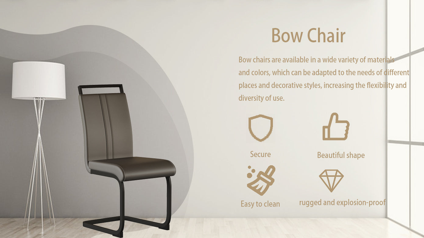 Modern Dining Chairs,Pu Faux Leather High Back Upholstered Side Chair With C Shaped Tube. Black Metal Legs For Dining Room Kitchen Vanity Patio Club Guest Office Chair Set Of 2 Grey Pu Grey Foam Pu