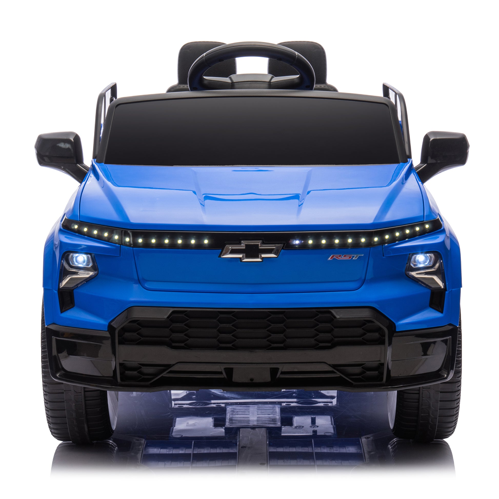 12V Kids Ride On Car W Parents Control,Licensed Chevrolet Silverado,Four Wheel Suspension,Led Lights,Bluetooth,Music,Usb,Mp3,Power Display,Speeds 1.86 3.11Mph For Kids Aged 2 5. Blue Plastic