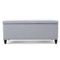 Storage Ottoman Light Grey Fabric