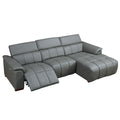 Wall Hugger Reclining Sofa Modern Electric Control Genuine Leather L Shaped Couch,Lounge Seat Theater Seating Furniture With Usb Port, Sofa With Headrest & Footrest For Living Room,Apartment,Office Dark Grey Genuine Leather 3 Seat