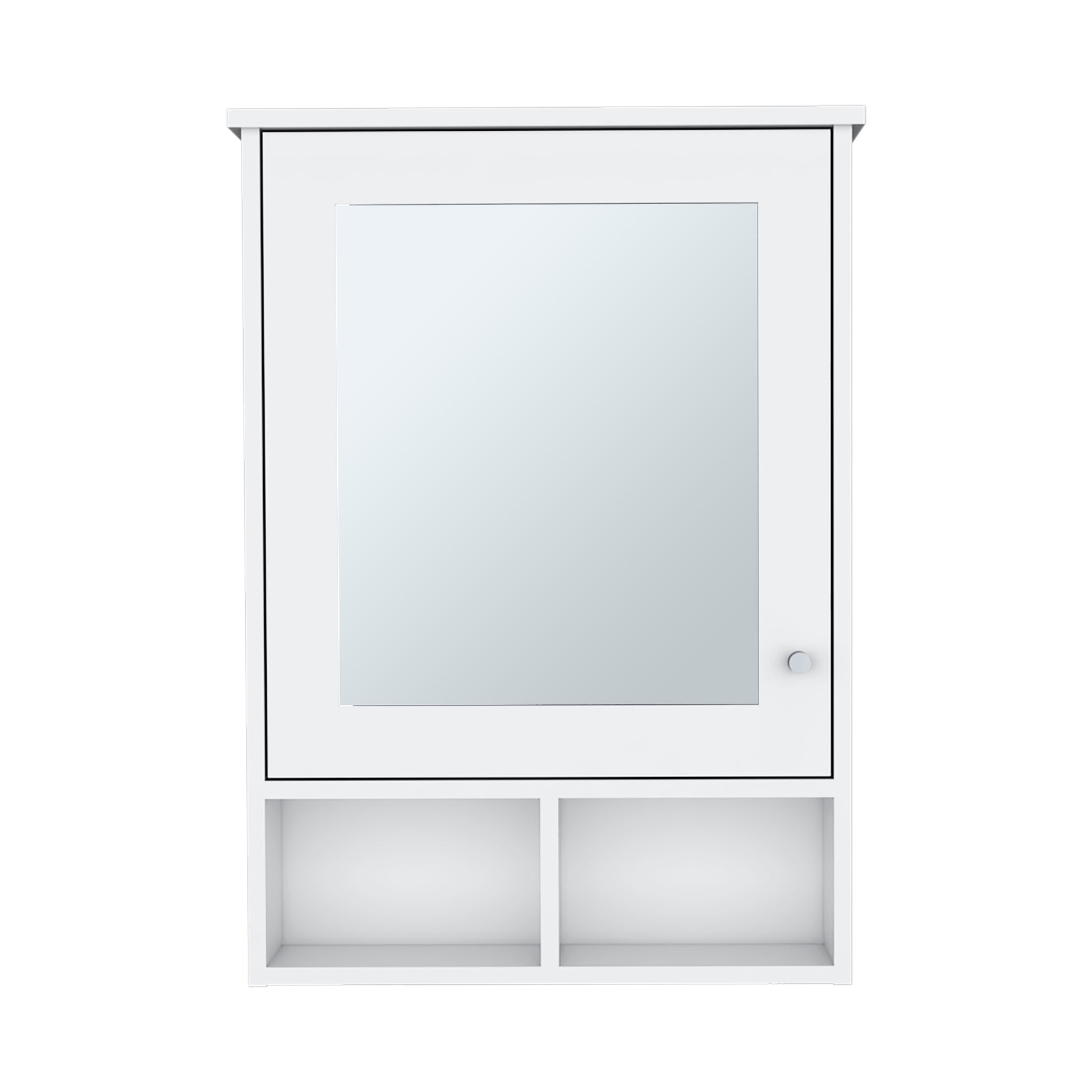 Vina Medicine Cabinet With Mirror Door 29" High Cabinet Organizer With Three Concealed Shelves And Two Open Shelves For Bathroom, Kitchen, Mudroom White 1 4 Bathroom Modern Particle Board