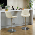 Counter Height Bar Stools Kitchen Island Barstools Adjustable Swivel Counter Stool Bar Height Island Chairs With Back,Set Of 2, Cream Cream American Design Set Of 2 Foam Pu Leather