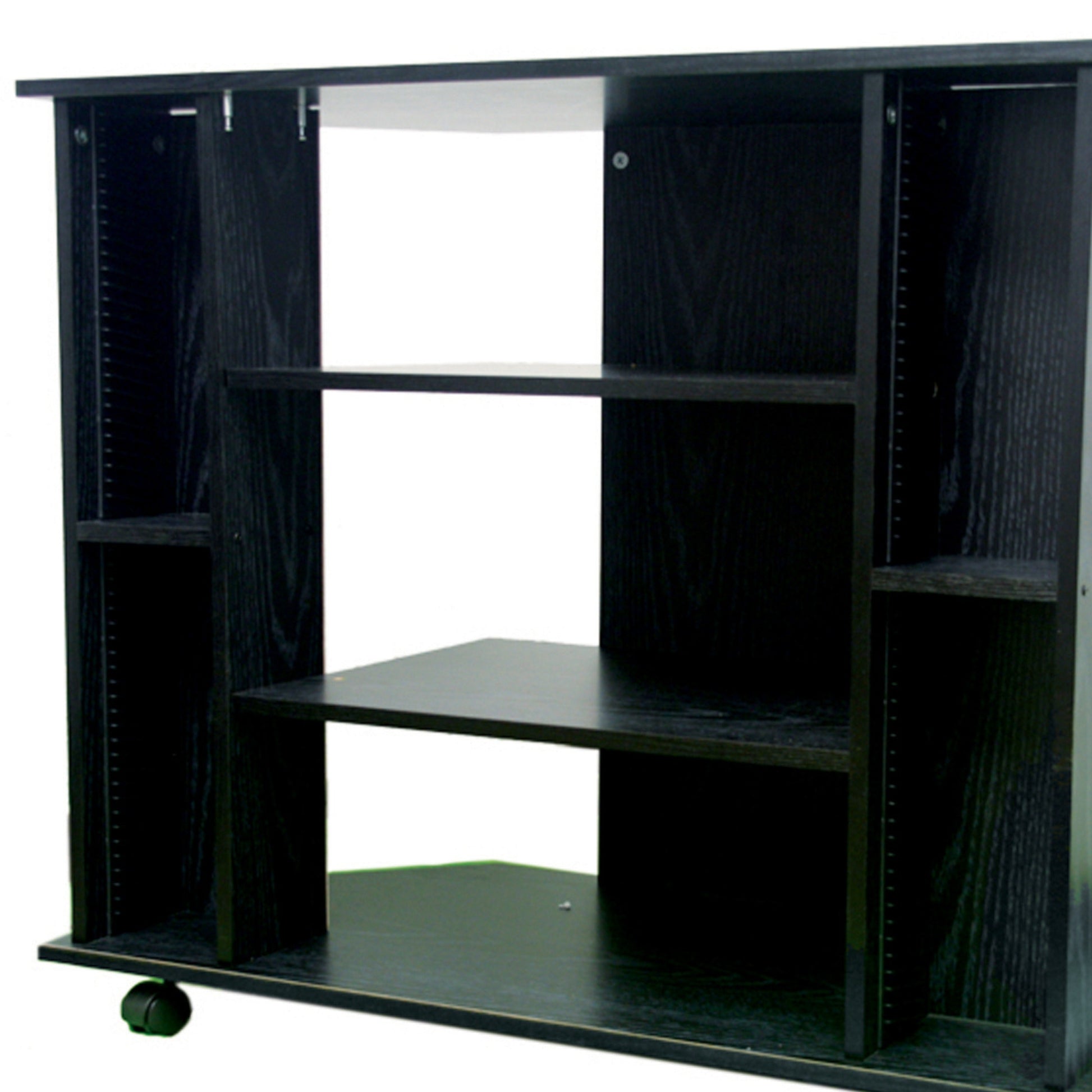 35" X 30" Wooden Tv Stand, Black Finish Black Wood