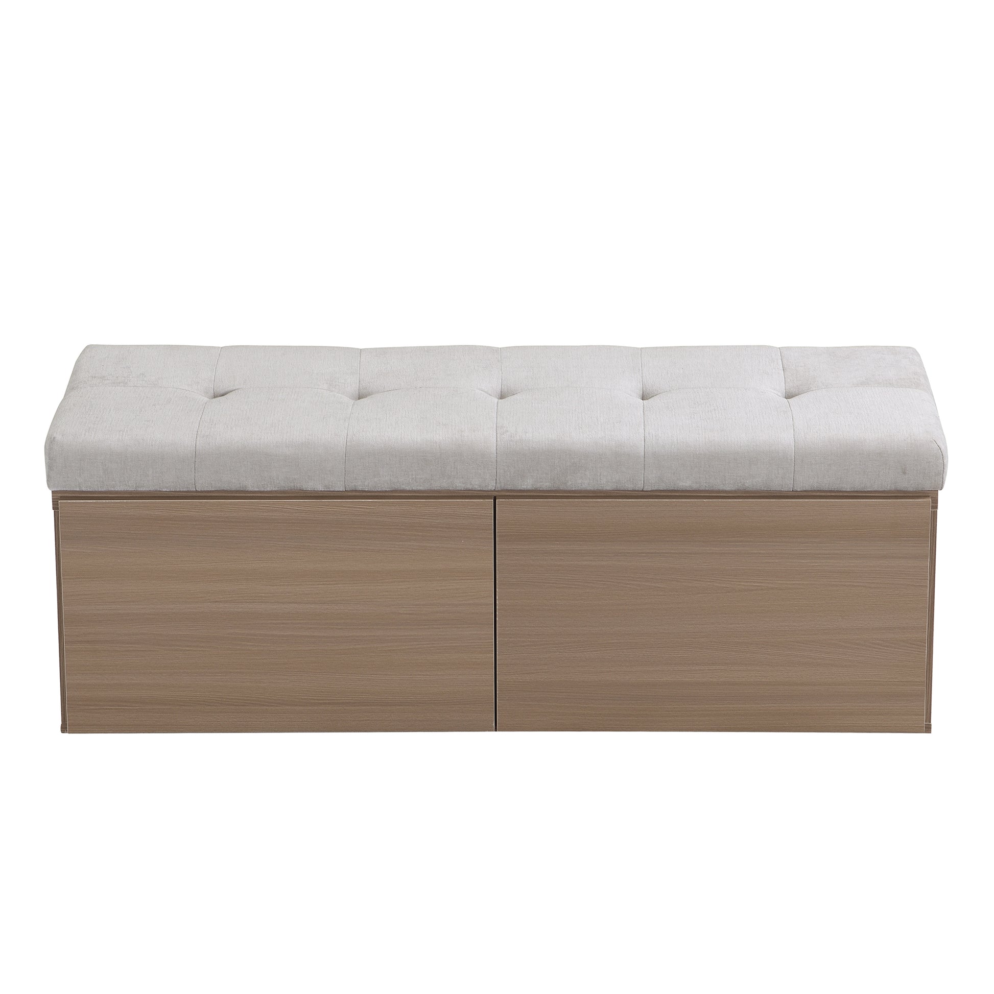 49" Shoe Storage Bench Entryway Shoe Cabinet Storage Ottoman With Padded Seat Cushion And Double Doors For Entryway, Hallway And Bedroom, Light Grey Cushioned Light Grey Chenille Solid Shoe Storage