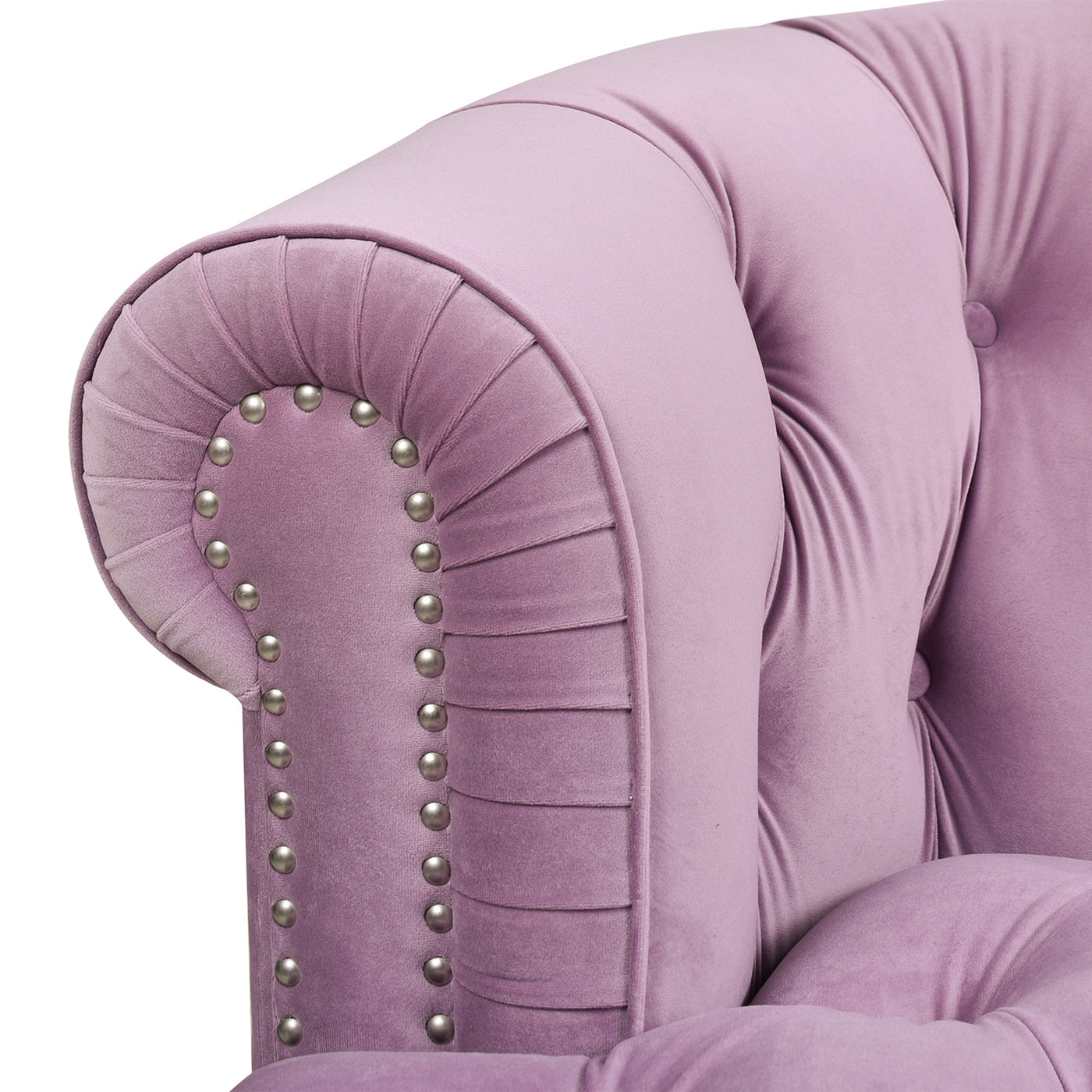 La Rosa Victorian Tufted Upholstered Accent Chair, Lavender Velvet Lavender Purple Foam Velvet