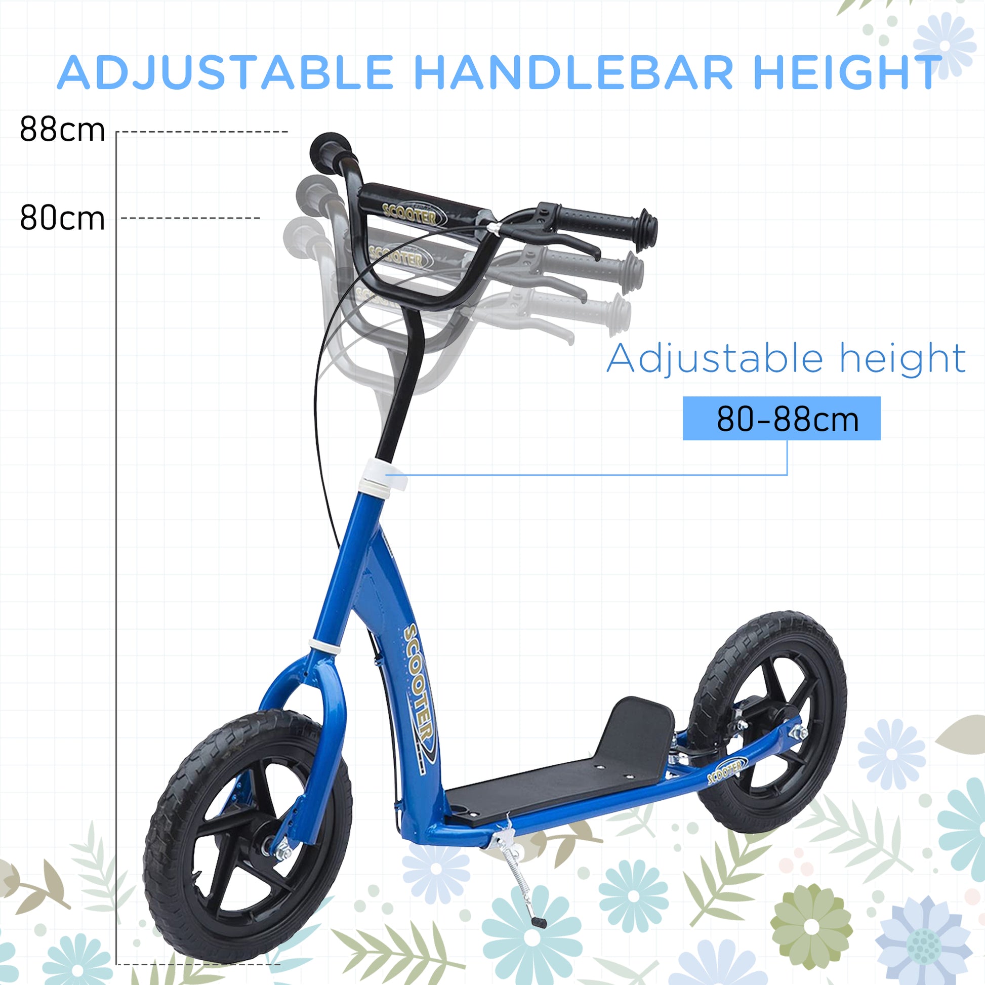 HOMCOM kinderscooter met 12 luchtbanden, scooter, scooter, in hoogte verstelbaar, scooter, stadsscooter, kinderscooter, kickboard, vanaf 5 jaar, klein kind, zwart, 118 x 55.5 x 85-100.5 cm HOMCOM kinderscooter met 12 luchtbanden, scooter, scooter, in hoogte verstelbaar, scooter, stadsscooter, kinderscooter, kickboard, vanaf 5 jaar, klein kind, zwart, 118 x 55.5 x 85-100.5 cm