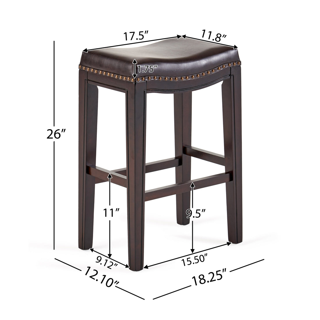 Tiffin Studded Counterstool Set Of 2 Brown Pu