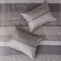 7 Piece Jacquard Comforter Set Grey Taupe King King Grey Taupe Polyester