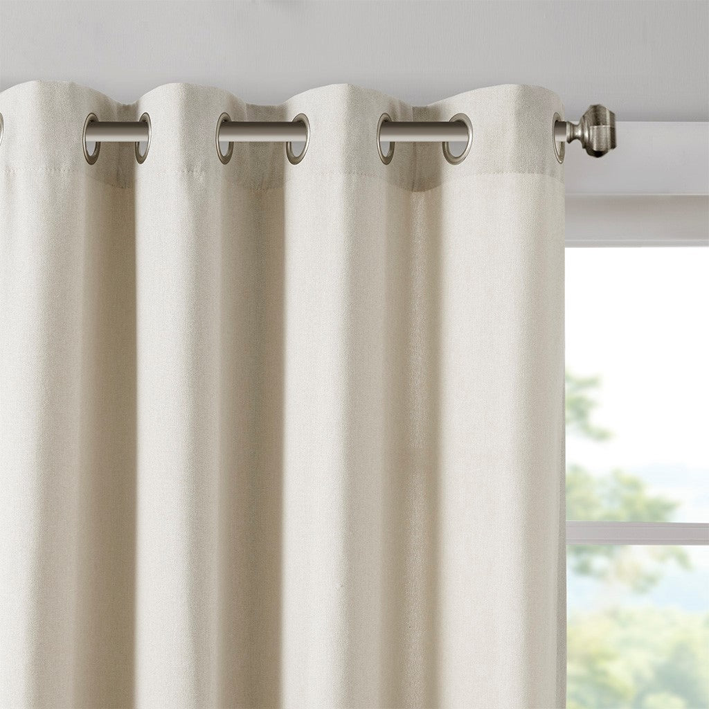 Solid Piece Dyed Grommet Top Curtain Panel Only 1 Pc Panel Natural Polyester