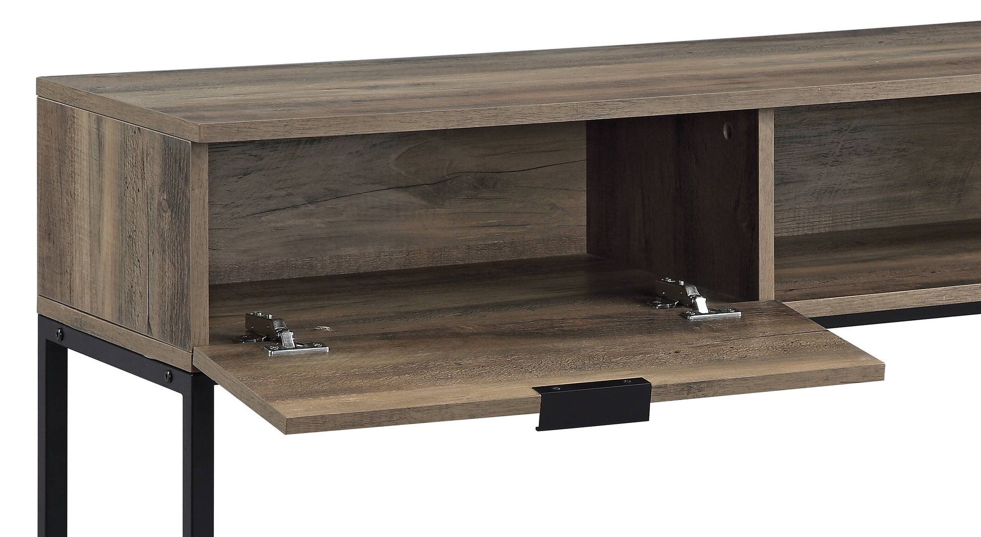 Galeno Writing Desk, Rustic Oak & Black Finish Of00320 Black Mdf Metal