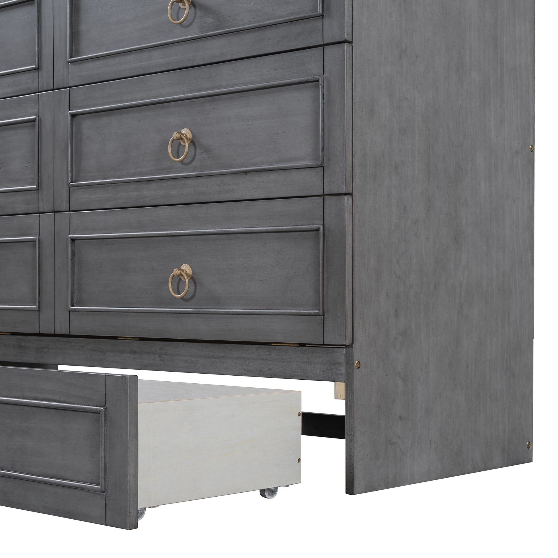 Queen Murphy Bed With Large Drawers,Gray Queen Gray Plywood