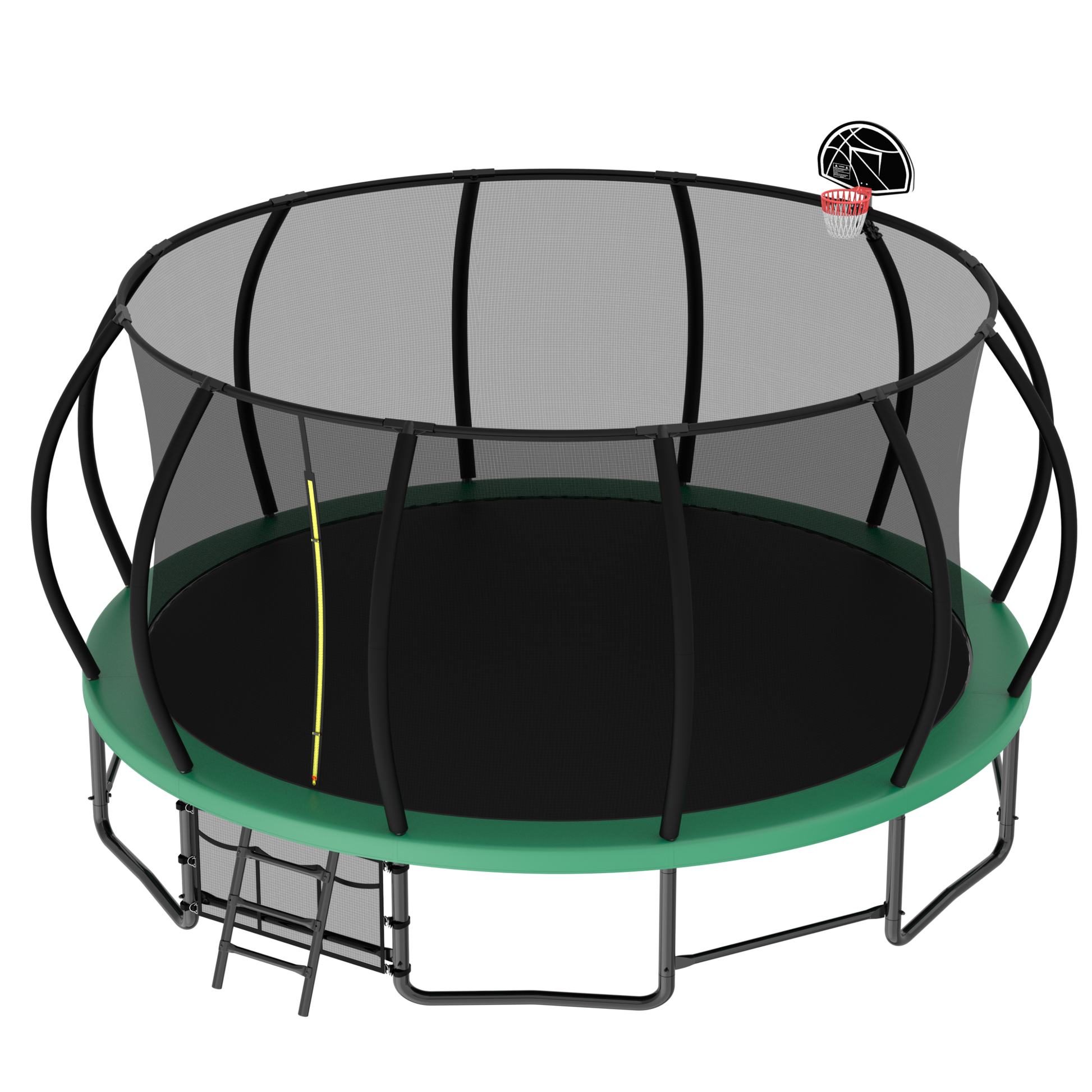 16Ft Outdoor Trampoline For Kids And Adults, Pumpkin Trampolines With Curved Poles,Heavy Duty Trampoline Anti Rust Coating Astm Approval Green Steel