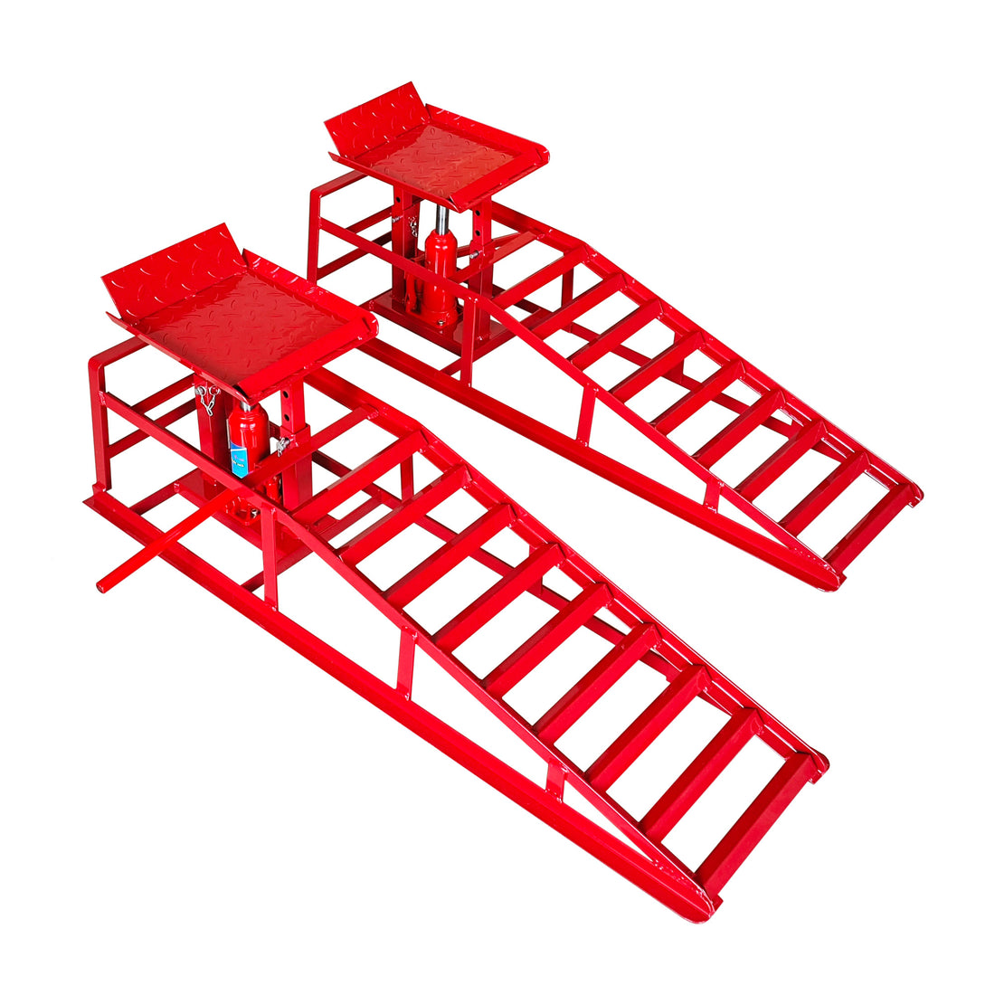 Hydraulic Car Ramps, 2 Pack Car Ramp High Lift, 11000Lbs Automotive Truck Cars Service Ramps, Low Profile Oil Change Ramps With Support Jack For Car Truck Trailer Garage Repair Red Red Industrial